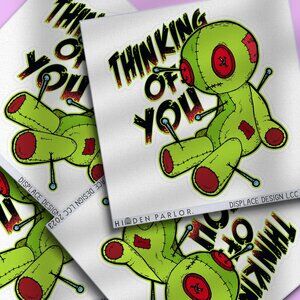 3pc - Thinking of You Voodoo Doll Sticker Decal Pack – Tumbler, Laptop